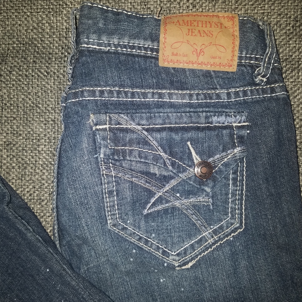 Amethyst Flare Distressed Denim